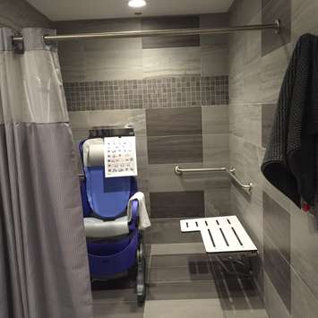 A shower room at the Chatham-Kent Hospice. April 5, 2016. (Photo by Ashton Patis)