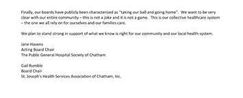 Part three of a letter from the Public General Hospital Society and St. Joseph s Health Services Association, April 22, 2016.