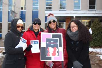 Women taking part in the Women's March in Windsor January 20, 2018.  (Photo by Adelle Loiselle)