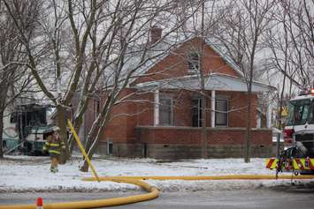 Fire at Exmouth St. and Indian Rd. Jan 16, 2018. BlackburnNews.com photo by Dave Dentinger.