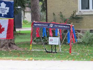 Lucan residents have setup hockey displays in their yards  as part of Kraft Hockeyville, September 18, 2018. (Photo by Miranda Chant, Blackburn News)