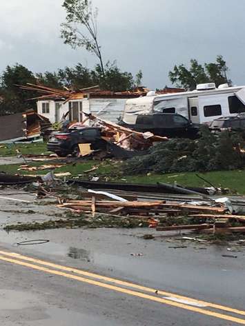 The aftermath of a tornado that touched down in the Ottawa area, September 21, 2018. (Photo courtesy of Lauren @_rawrenn via Twitter)