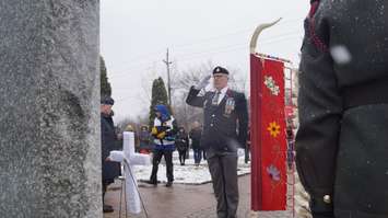 Remembrance Day ceremony at Aamjiwnaang First Nation. November 11, 2018. (Photo by Colin Gowdy, BlackburnNews)