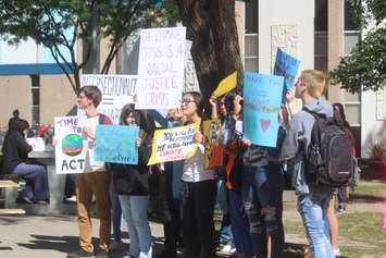 Students at Vincent Massey Secondary School participate in the global climate strike, September 27, 2019. (Photo by Maureen Revait)