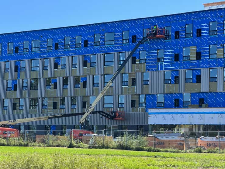 Construction from the rear of the new Lambton College residence. September 11, 2026 Blackburn Media photo by Melanie Irwin.