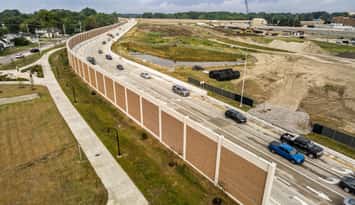 An aerial view of the newly rebuilt Pine Grove Connector ramp. Photo courtesy of MDOT.