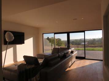 The living room at the Dream Lottery home at 2074 Ironwood Rd. (Photo by Miranda Chant, Blackburn News)