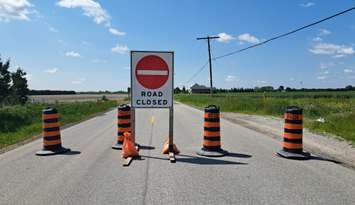 Road closed sign (Photo courtesy of Sarnia Police Service via X)