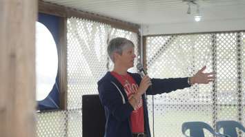 Beth Gignac speaking at Centennial Park public input session May 27, 2015 (BlackburnNews.com Photo by Briana Carnegie)