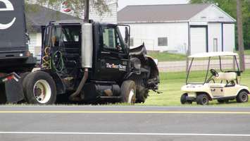 Transport Truck involved in a multi-vehicle collision on Highway 40 at Countryview Line (Photo by Jake Kislinsky)