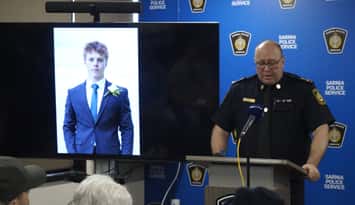 SPS Chief Derek Davis providing an update on the murder of Dane Nisbet. April 13, 2026. (Photo by Natalia Vega)