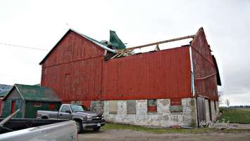 Photo of a barn near Thamesford damaged by a storm on April 11, 2017. Photo courtesy of Harry Schut of FotoSchut Photography. 