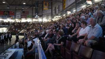 Several guests gathered to watch graduates cross the stage at Progressive Auto Sales Arena. June 8, 2022. (Photo by Natalia Vega)