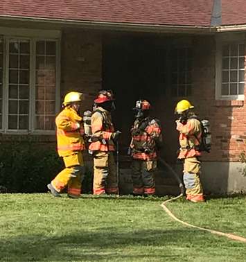 Fire at a Devonshire Rd. home June 26/18. (BlackburnNews.com photo by Sue Storr)