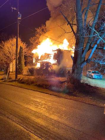 House fire just outside of Thamesville. Friday, December 16, 2022. (Photo via CKFES)