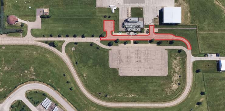 A map showing the construction area at Sarnia's Chris Hadfield Airport (Submitted Photo)