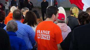 Supporters await NDP Leader Tom Mulcair in the Town of Essex, October 4, 2015. (Photo by Jake Kislinsky)