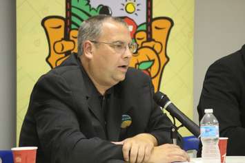 The Green Party candidate for Chatham-Kent-Leamington, Mark Vercouteren, attends an all-candidates debate in Tilbury on September 24, 2015. (Photo by Ricardo Veneza)