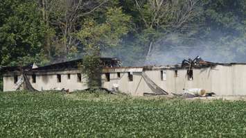 Scene of pig barn fire on Arkona Rd. in Warwick Twp. August 10, 2017 (Photo by Melanie Irwin) 