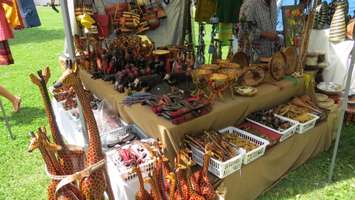 Wooden art, bowls, and cutlery at Sunfest in Victoria Park, July 8, 2016. (Photo by Samuel Gallant)