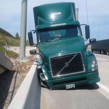 An OPP cruiser involved in a crash in Windsor on August 26, 2016. (Photo courtesy the OPP)