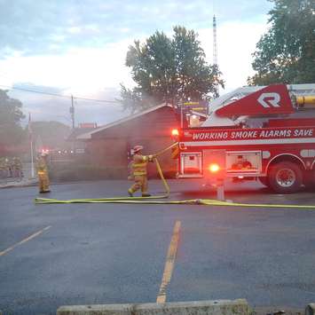 Strathroy-Caradoc Fire Department Crews respond to a fire at the Mt. Brydges library. June 6, 2016 (Photo courtesy of the Municipality of Strathroy-Caradoc via Facebook)