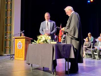 New members of council are sworn in for the 2022-2026 term at the Capitol Theatre in downtown Chatham, November  15, 2022. (Photo by Millar Hill)