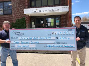 OECTA donation to Inn Of The Good Shepherd. May 2020. (Photo courtesy of the SCCDSB).