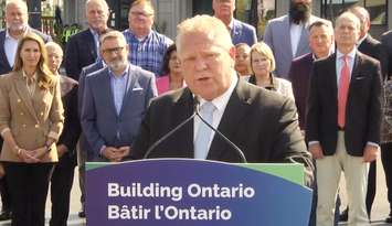 Premier Doug Ford announces his government will not go forward with its land development plans on the Greenbelt. September 21, 2023. Photo capture via Premier of Ontario on YouTube.