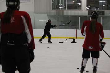 Students at the FJ Brennan Centre of Excellence & Innovation Hockey Canada Skills Academy take part in practice, March 5, 2015. (Photo by Mike Vlasveld)