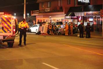Emergency crews respond to a multi-vehicle crash on Wyandotte St. E at St. Rose Ave., March 31, 2015. (Photo by Jason Viau)
