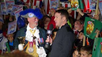 Town Crier George Sims live on Sportsnet during Bash At The Barn (Photo by Jake Kislinsky)