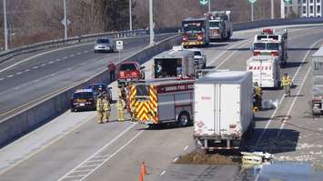 Collision on WB 402 near Christina St. April 1, 2019.  Photo by Melanie Irwin