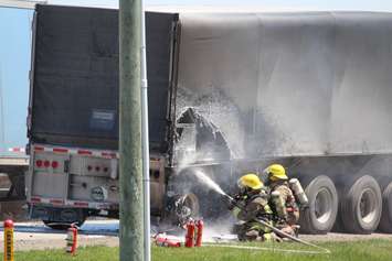 A truck fire on Bloomfield Rd. near Hwy. 401, April 6, 2016 (Photo by Jake Kislinsky)