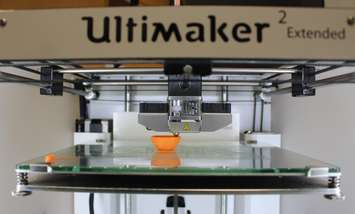 A 3D printer goes to work at the Windsor Public Library branch on Seminole St., June 19, 2017. (Photo by Mike Vlasveld)