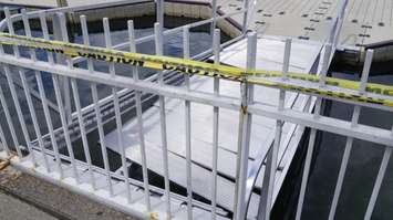 The kayak/canoe launch at Centennial Park closed off due to vandalism.  22 June 2021.  (BlackburnNews.com file photo)