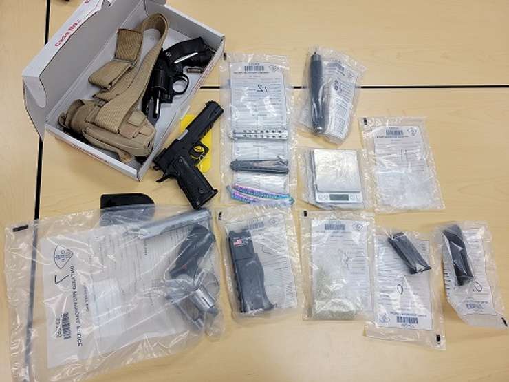 Weapons seized by Grey Bruce OPP during raids on multiple homes in Southgate, June 27, 2025. Photo provided by Grey Bruce OPP