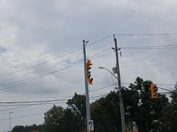 Traffic lights on Lauzon Parkway damaged after a tornado hit the Windsor area on August 24, 2016. (Photo courtesy of Tana Campbell)