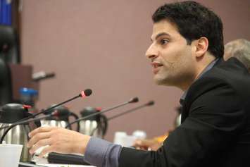 Councillor Fred Francis is pictured sharing his thoughts as Windsor city council debates hiring an in-house auditor general on October 29, 2015. (Photo by Ricardo Veneza)