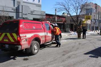 Windsor firefighters respond to a blaze at Havana Smoke Shop & Convenience in the 500-block of Ouellette Ave. downtown, February 23, 2015. (Photo by Mike Vlasveld)