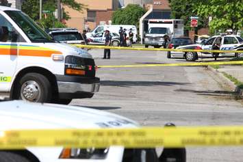 Police investigate an apparent homicide in the 500 block of Brant St., June 4, 2015. (Photo by Jason Viau)