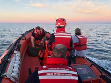 Canadian Coast Guard Auxiliary Unit Point Sarnia Marine Rescue conducts a search of Lake Huron near Pinery Provincial Park off Grand Bend. July 20, 2018 (Photo courtesy of Greg Grimes)