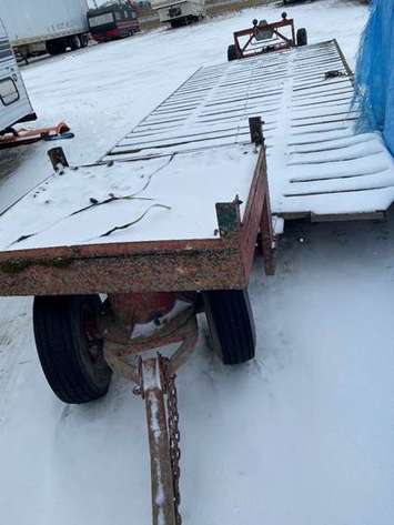 Chatham-Kent police are asking the public for tips about who may own this trailer, which they believe may have been stolen. (Photo courtesy of Chatham-Kent police)