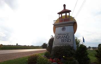 The Welcome to Grand Bend sign on Grand Bend Line. August 9, 2018. (Photo by Colin Gowdy, BlackburnNews)