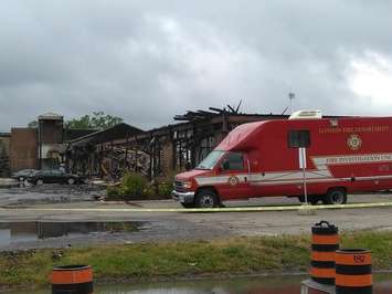 The aftermath of a fire that tore through businesses at 1700 Hyde Park Rd. in London on June 30, 2016. Photo taken July 1, 2016. (Photo courtesy of Avery Kloss)