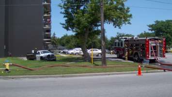 An apartment fire on Colborne Rd. in Sarnia August 7/15 (Blackburnnews.com Photo By Briana Carnegie)