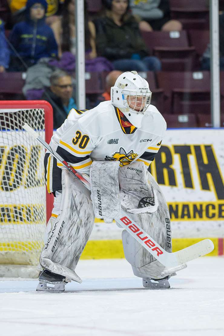 Barrie Colts at Sarnia Sting, Dec 6, 2023. Photo by Metcalfe Photography. 