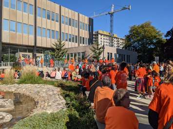 Opening ceremony held outside Sarnia City Hall. Sepember 30, 2021. (Photo by Natalia Vega.)
