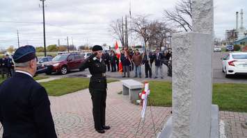 Members of the community gathered at the Aamjiwnaang First Nation Cenotaph for the annual Remembrance Day ceremony. November 9, 2016 (BlackburnNews.com Photo by Melanie Irwin)