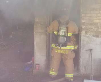 Sarnia Fire and Rescue Services respond to structure fire on Colborne Rd. Sept 20, 2016 Photo courtesy of @SarniaFire Twitter